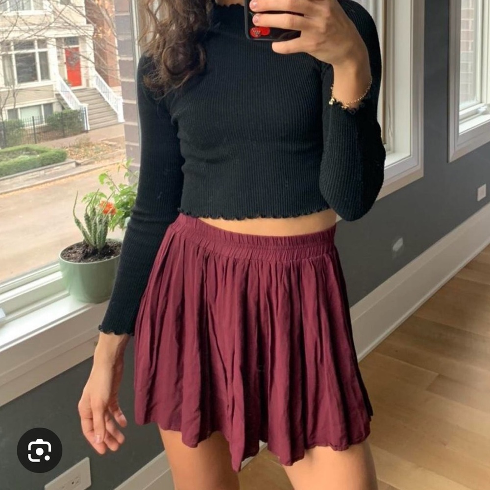 Brandy Melville Maroon Flowy Skirt